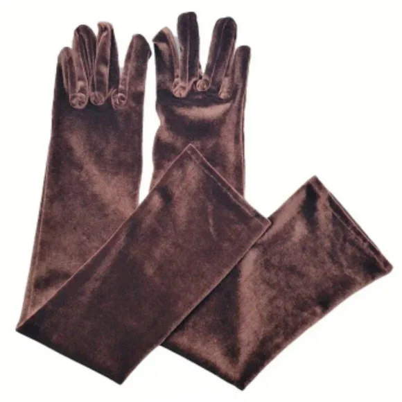 Beloved Millinery Luxurious Brown Satin Opera Elbow Evening Gloves